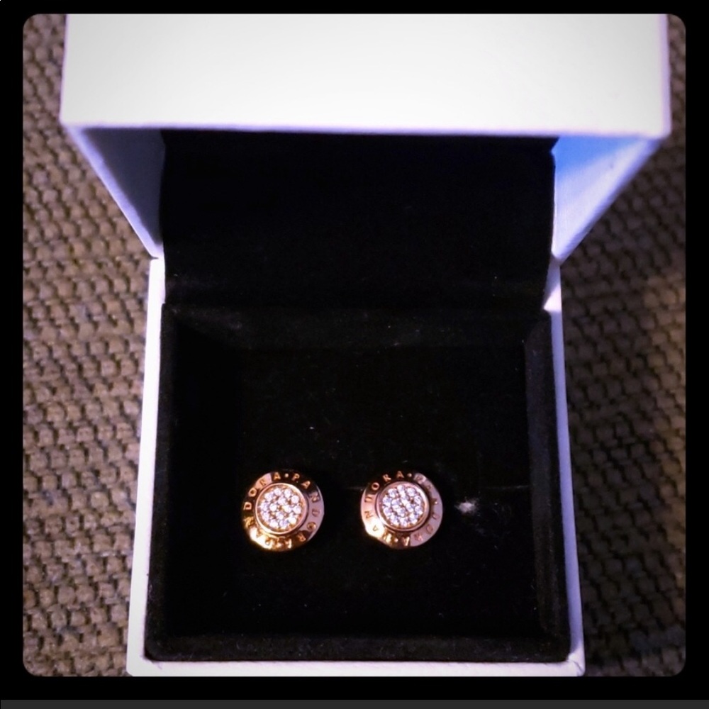 Rose Gold Pandora Signature Earrings